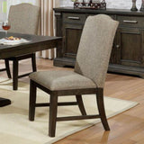 Transitional Style Espresso Frame 2pc Side Chairs Padded Seat Back Nailhead Trim Warm Gray Fabric B2741P309198