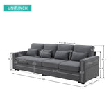 ZUN [New] 104" 4-Seater Modern Linen Fabric Sofa with Armrest Pockets and 4 70043673