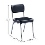 Set of 2 Upholstered Side Chairs, Black and Chrome B016P225404