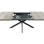 ZUN 55.11'' -70.86"Retro Rectangular Stretch Dining Table, Grey Carole Top With Black Embossed Center W757P147832