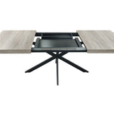 ZUN 55.11'' -70.86"Retro Rectangular Stretch Dining Table, Grey Carole Top With Black Embossed Center W757P147832