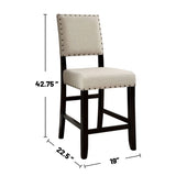 Set of 2 Counter Height Chairs in Antique Black and Beige B016P156353