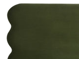 Stockholm Modern Wavy Headboard Platform Bed, King, Olive Green Performance Velvet B2719P238207