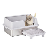 Stainless Steel Cat Box with Lid, Extra Large Pan with High Sides for Big Cats, Kitty 22556995