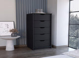 Dresser 42"H, 5 Drawers , Slim Storage Chest of Drawers, Black B097133023