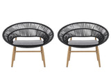 Cyril Outdoor Wicker Papasan Style Dining Chair, Teak Finished Leg and Dark Gray Faux Rattan, Gray N775P271975G