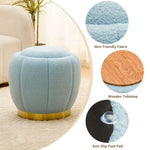 ZUN Storage Ottoman, Modern Round Floral Footrest with Soft Padded Seat, Teddy Velvet Footstool, Accent 08084519