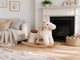 Wooden Ride-On Rocking Horse with Realistic Sound & Rocking Limiter, Plush Baby Rocker for Toddlers 36705733