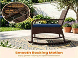 3-Piece PE Wicker Patio Rocking Chair Set, Ergonomic Rocking Bistro Set with 2-Tier Side Table & 83144251