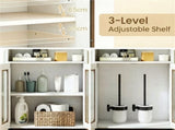 White Modern Engineered Wood Bathroom with Open Compartment, Anti-Toppling Tall Storage 96266294