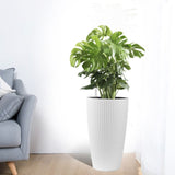 Set of 2 Faux Rattan Tall Planters Outdoor Indoor Large Planters with Water Level Monitor Inner W3213P311467