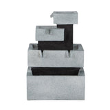 13.6x15.7x22.4" Decorative 4 Tier Gray and Black Block Fountain with Light, for Indoor and Outdoor W2078138948