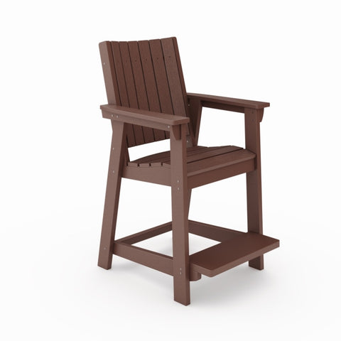 ZUN Brown Modern Counter Chair – Sleek HDPE Poly Lumber for Dining, Patio, and Garden Comfort B195P198786