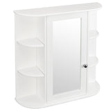 3-tier Single Door Mirror Indoor Bathroom Wall Mounted Cabinet Shelf White 48311781