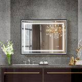 40*30inch LED Bathroom Beveled Mirror,3000-6000K Gradient Front and Backlit LED Mirror for W2091P214096