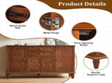 Sideboard Buffet Cabinet with 4 Doors & 2 Drawers, Vintage Wooden Credenza with Adjustable Shelves, W3720P568491