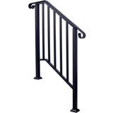 Handrails for Outdoor Steps, Fit 2 or 3 Steps Outdoor Stair Railing, Picket2 Wrought Iron Handrail, W465124223
