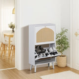 2 dump buckets with high-leg arched rattan shoe cabinet particle board plastic rattan 54*24*98cm 76681799