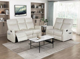 Contemporary Beige Double Reclining Sofa with Side Pocket 1pc Faux Leather Upholstery Plywood Living B011P501148