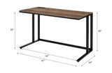 ZUN Walnut and Black Writing Desk with USB Port B062P209215