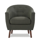 Gray Fabric Upholstered Accent Chair 1pc Espresso Finish Legs Button Tufted Solid Wood Furniture B011P182505