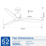 ZUN 52" Farmhouse Rustic Ceiling Fan with Integrated LED and Remote Control 63554003