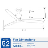 ZUN 52" Farmhouse Rustic Ceiling Fan with Integrated LED and Remote Control 63554003