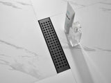12 Inch Linear Shower Drain with Removable Square Patterned Grate, 304 Stainless Steel with Hair 44188457
