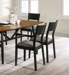 ZUN Mid-Century Modern Black And Gray Side Chairs Set of 2 Chairs Dining Room Furniture Leatherette Seat B011110048