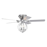 ZUN 5-blade 52-inch Chrome Ceiling Fan with 3-Light W1592P163922