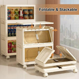 19.69" Side Wide Folding Storage Cabinet ,3 Tiers,19.69"11.81"31.1",Collapsible Storage Bins with 90104961