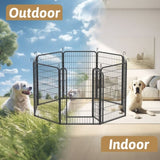 ZUN 8 Panels Heavy Duty Metal Playpen with door,39.37"H Dog Fence Pet Exercise Pen for Outdoor, Indoor 94098945