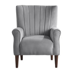 ZUN Modern Aesthetic Accent Chair Dark Gray Velvet Channel Tufted Back Solid Wood Furniture 1pc Stylish B011P182491