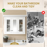 35" Bathroom Medicine Cabinet with Mirror, 5 Closed & Adjustable Shelves, Bathroom Wall Mounted N710P264306K