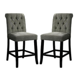 Set of 2 Fabric Upholstered Dining Chairs in Antique Black and Gray B016P156580
