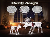 2pcs 4ft 30V 3.6W Moose Family 200LED Leather String Light Garden Moose Decoration White 86536060