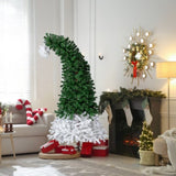 6 FT Santa Hat Style Pre-lit Christmas Tree, Hinged Artificial Xmas Tree Pine Tree with 250 Warm 12914218