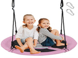 Pink 40" Saucer Tree Swing, 2 Hanging Ways 360&deg Rotation Adjustable Ropes 46.5"-68" 76748698