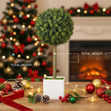 2PCS Set Artificial Tree Fake Plants Natural Boxwood Topiary Balls with 114 PE Leaves Tree Indoor 65465292