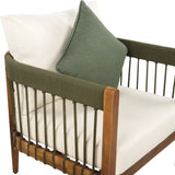Acacia Wood Outdoor Club Chair with Handwoven Rope Accents & Curved Backrest - Water-Resistant Boho N767P265743A
