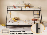 Twin Over Full Bunk Bed, Heavy Duty Metal Bunk Bed Frame with Anti-Slip Ladder & Safety Guardrails, W5635P525844