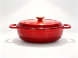 Cast iron 5QT cooking pot - Gradient red - Includes two silicone gloves - Enamel pot 72490556