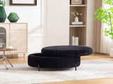 31.3"W Upholstered Round Ottoman With Reversible Lid, Chenille Storage Stool, Channel Tufted W3118P439479