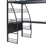 ZUN Twin Size Loft Bed with 4 Layers of Shelves and L-shaped Desk, Stylish Metal Frame Bed with a set of 62535141