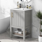 ZUN 20" Bathroom Vanity with Sink, Bathroom Cabinet with Soft Closing Door, Storage Rack and Open Shelf, WF308492AAE