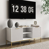 Modern TV Stand with Wave-Design Doors, Open Shelf & Adjustable Shelf - Stylish and Functional for 14246610