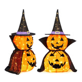 2Packs 3FT Halloween Collapsible Lighted Pumpkin Decoration, 176 LED Pop-Up Pumpkin Lamp with Cape, 89496807