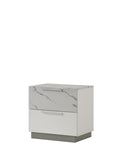 Mist Nightstand Two-Tone High-Gloss Marble & Lacquer Finish with Two Drawers, Velvet-Lined G150108676