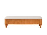 50.8-inch Multi-Functional Ottoman Bench-Solid Rubberwood Bed End Bench with Linen Seat, W1716P409897