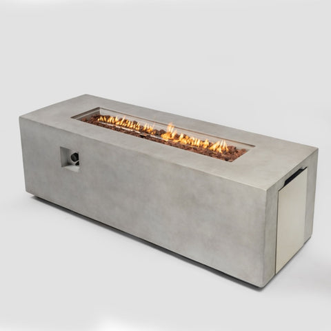 ZUN 70inch Concrete Large Fire Pit Table W85367012